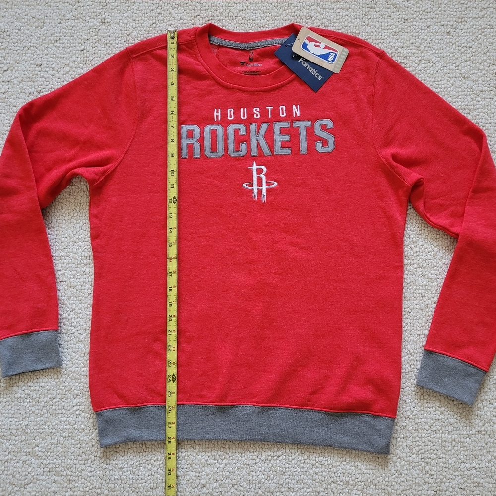 Houston Rockets Fanatics Sweatshirt Heathered Red/Grey Cuffs & Waistband Size: L - Picture 3 of 9